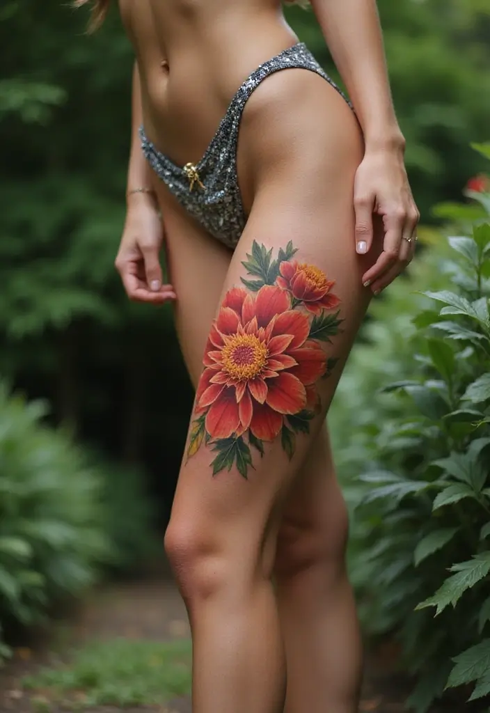 25 Boujee Tattoos for Women: Luxe & High-End Ink Ideas - 7. Dahlia Delight