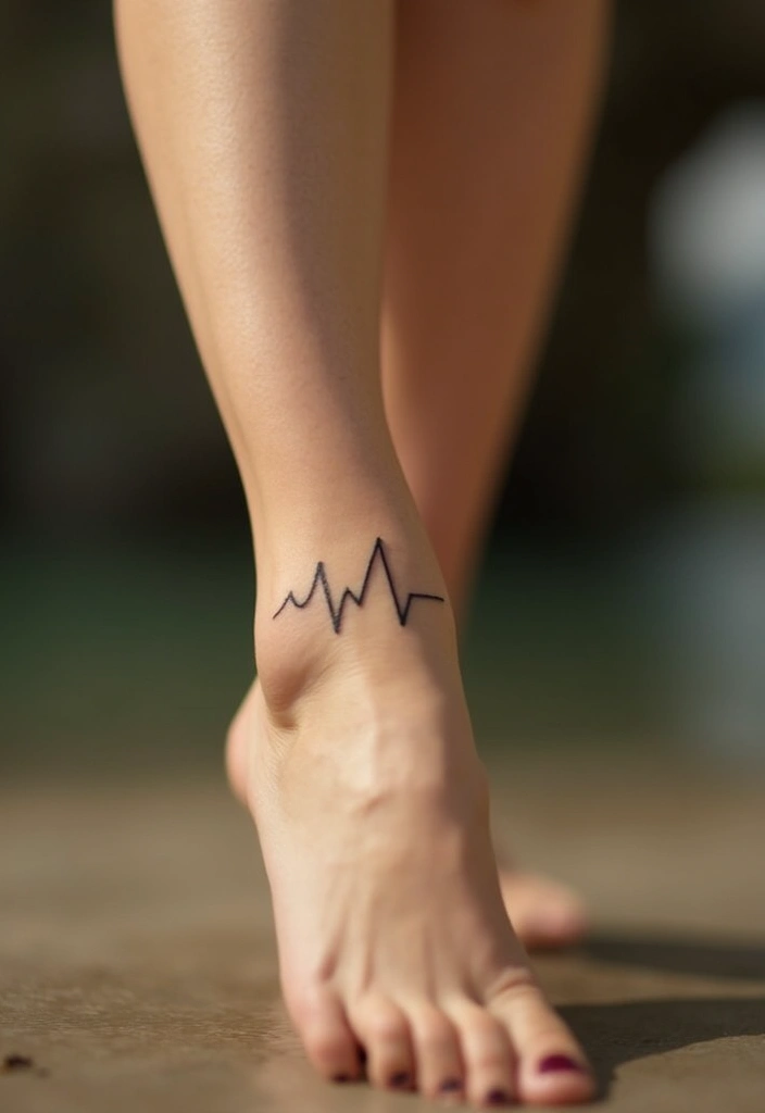 25 Delicate Ankle Tattoos for Women: Simple & Feminine Ink - 11. Minimalist Heartbeat