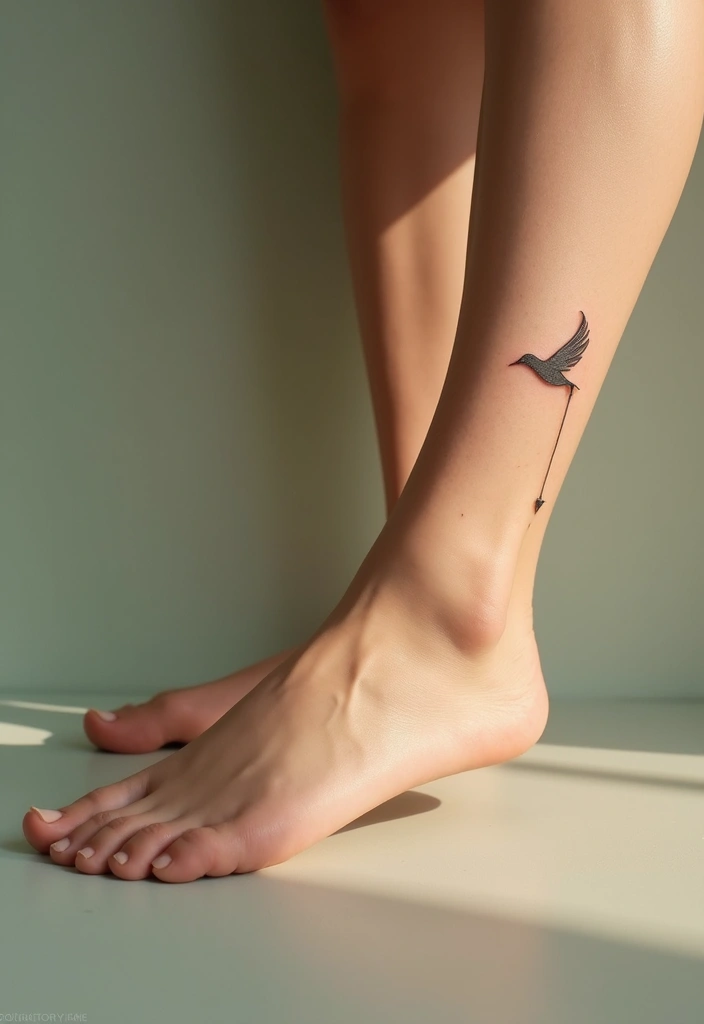 25 Delicate Ankle Tattoos for Women: Simple & Feminine Ink - 13. Simple Bird Silhouette