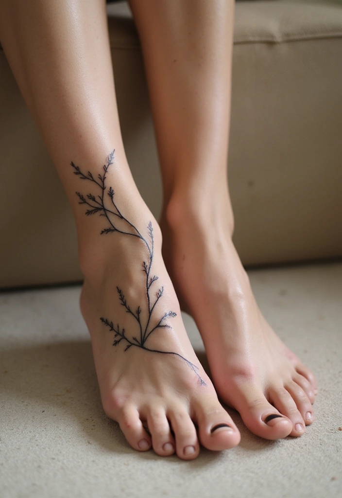 25 Delicate Ankle Tattoos for Women: Simple & Feminine Ink - 4. Delicate Vine Wrap