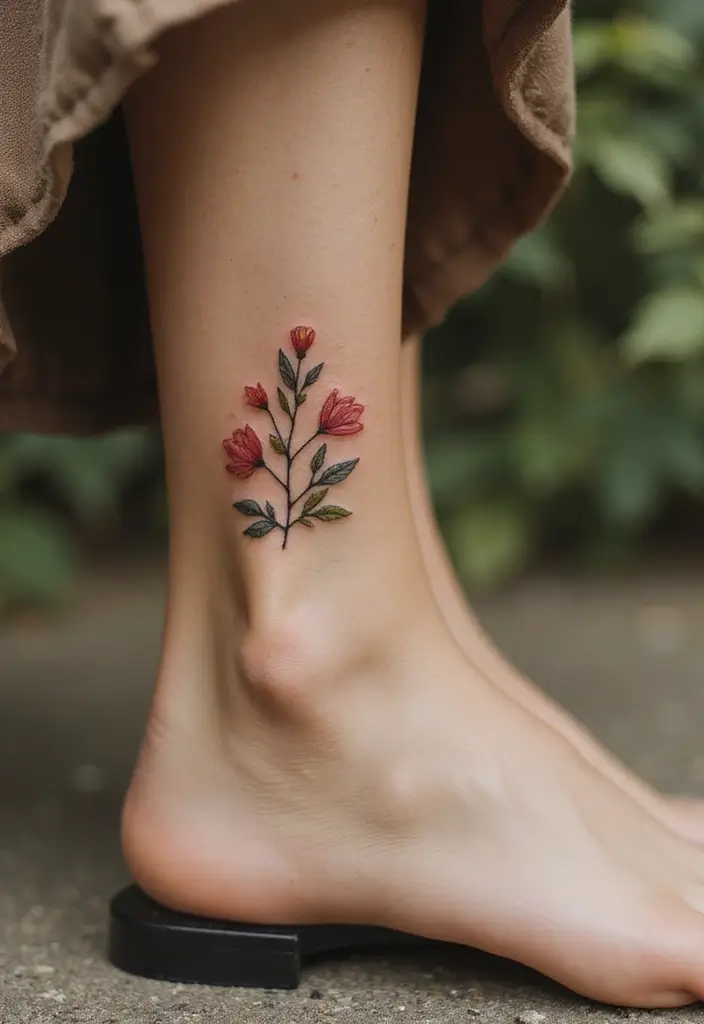 25 Delicate Ankle Tattoos for Women: Simple & Feminine Ink - 6. Single Blossom