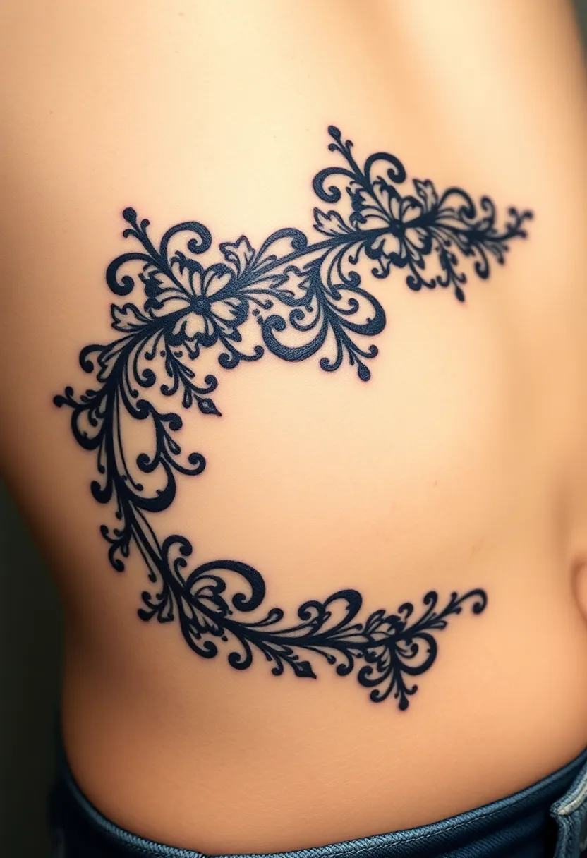 25 Elegant Rib Tattoos for Women: Creative & Feminine Body Art Ideas - 11. Elegant Lace Designs