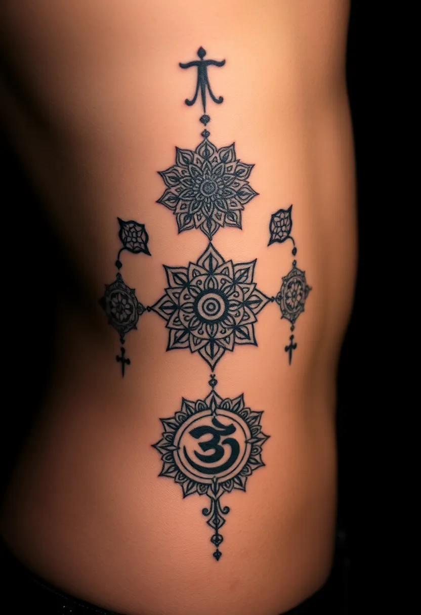 25 Elegant Rib Tattoos for Women: Creative & Feminine Body Art Ideas - 18. Spiritual Symbols