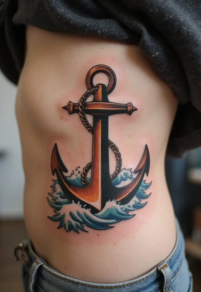 25 Elegant Rib Tattoos for Women: Creative & Feminine Body Art Ideas - 23. Stylish Nautical Themes