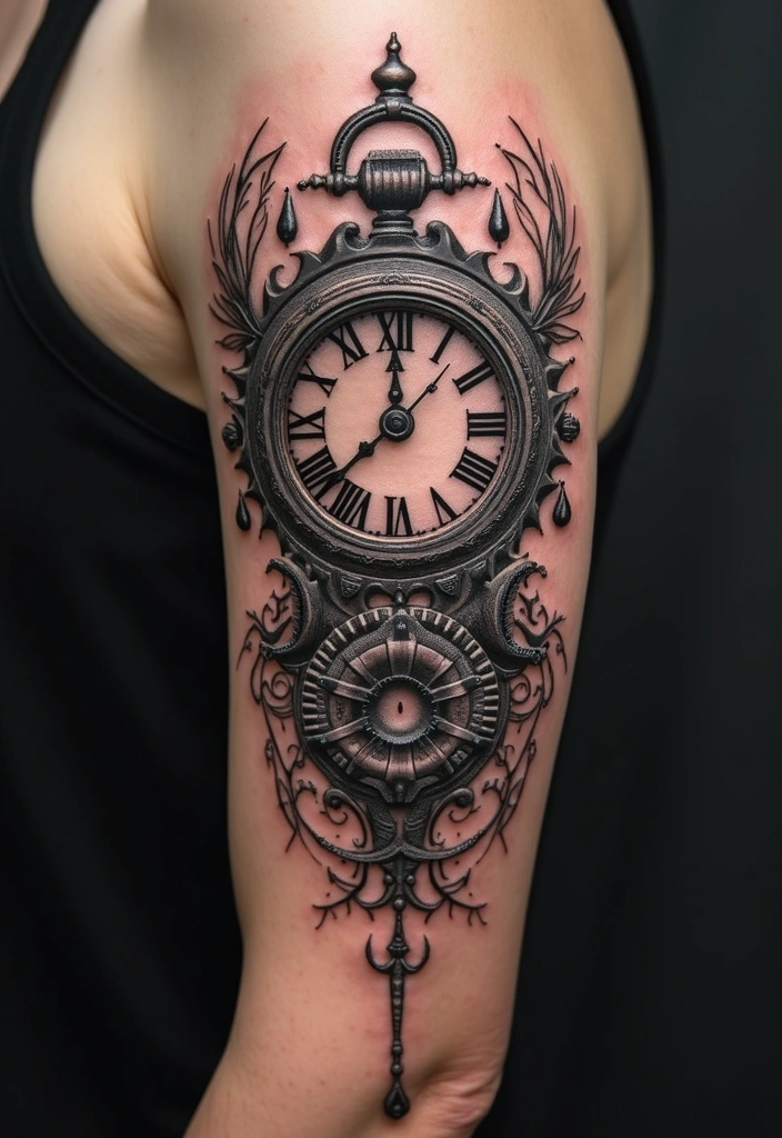 25 Elegant Rib Tattoos for Women: Creative & Feminine Body Art Ideas - 24. Intricate Clock Designs