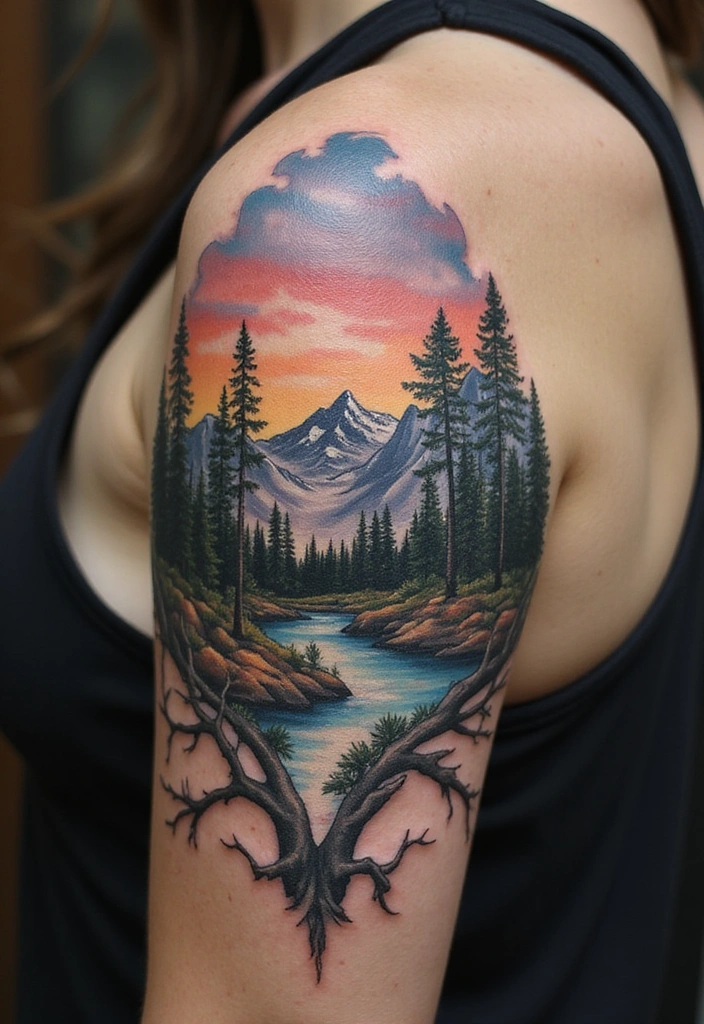 25 Elegant Rib Tattoos for Women: Creative & Feminine Body Art Ideas - 4. Nature-Inspired Scenes