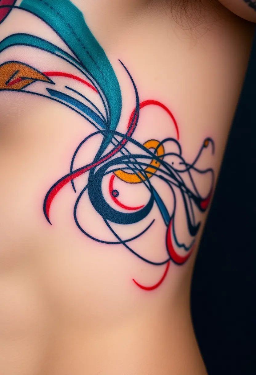 25 Elegant Rib Tattoos for Women: Creative & Feminine Body Art Ideas - 5. Artistic Abstract Designs