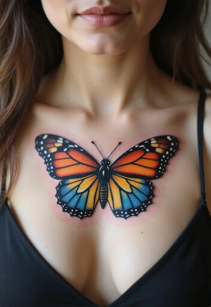 25 Empowering Breast Tattoos for Women: Healing & Strength - 10. Butterflies of Transformation