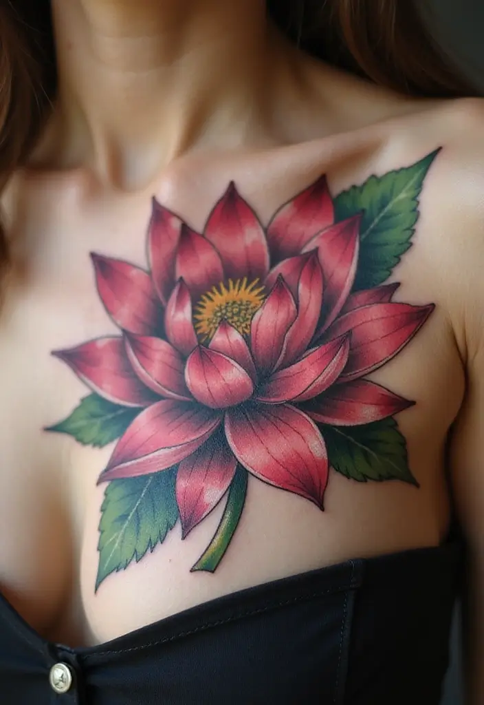 25 Empowering Breast Tattoos for Women: Healing & Strength - 16. The Lotus of Rebirth