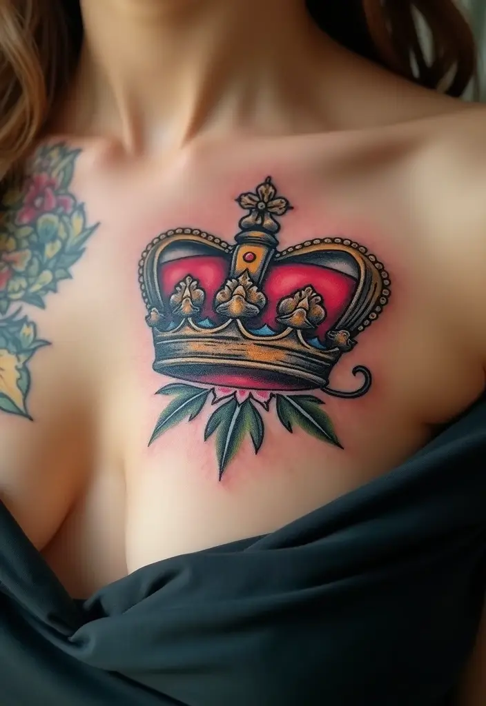 25 Empowering Breast Tattoos for Women: Healing & Strength - 24. The Empowering Crown
