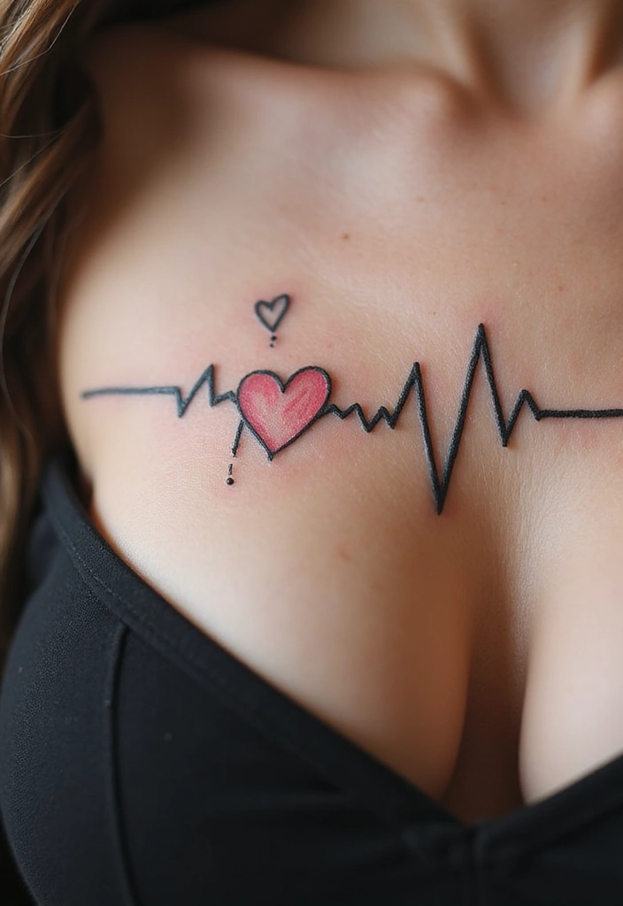 25 Empowering Breast Tattoos for Women: Healing & Strength - 8. The Heartbeat of Life