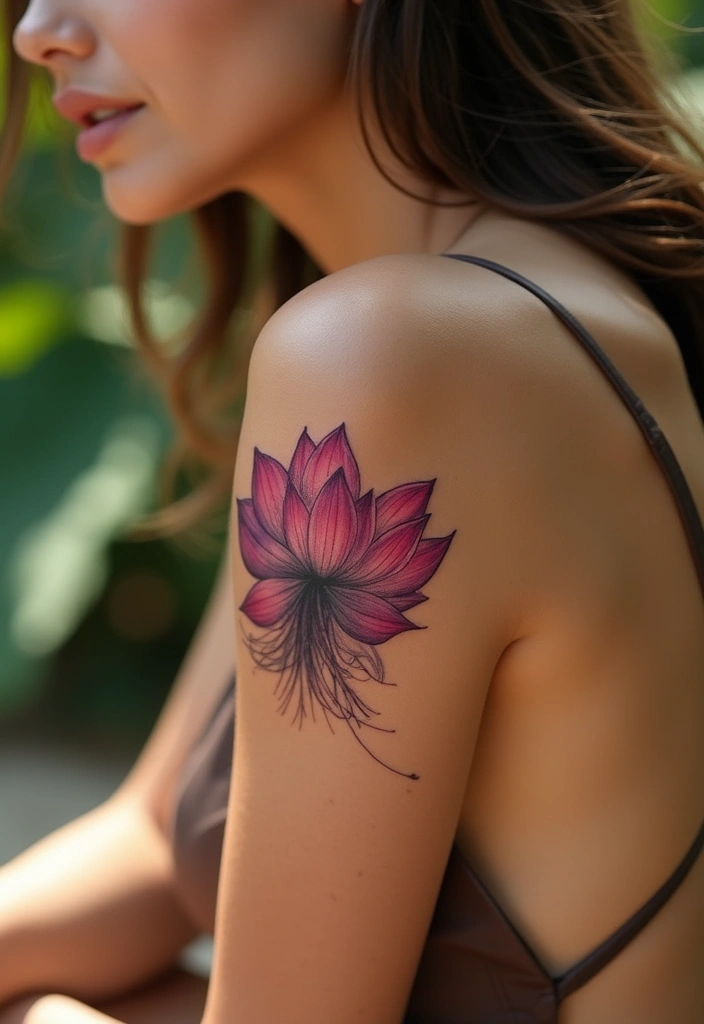 25 Full Sleeve Tattoos for Women: Creative & Bold Body Art - 11. Lotus Blossom