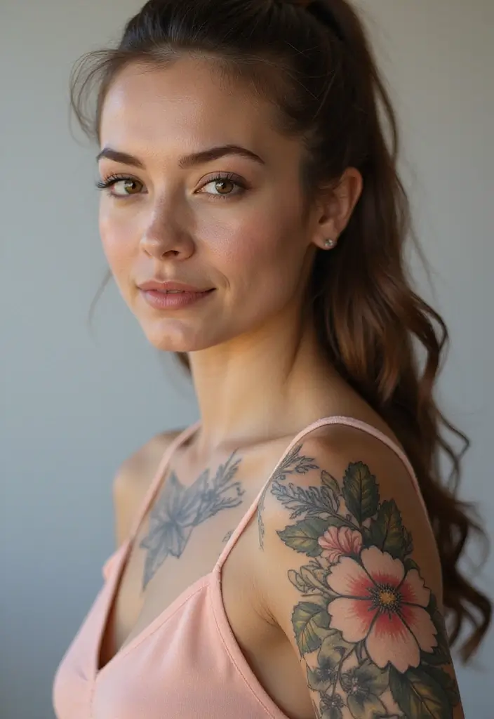 25 Full Sleeve Tattoos for Women: Creative & Bold Body Art - 24. Geometric Floral Fusion