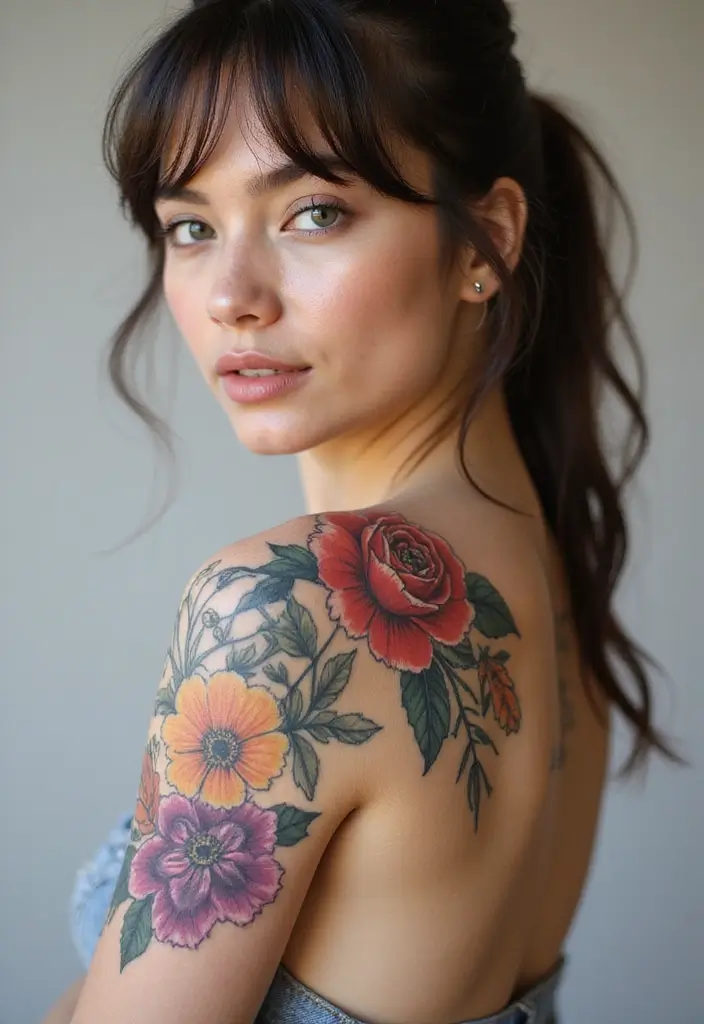 25 Full Sleeve Tattoos for Women: Creative & Bold Body Art - 9. Abstract Floral Art