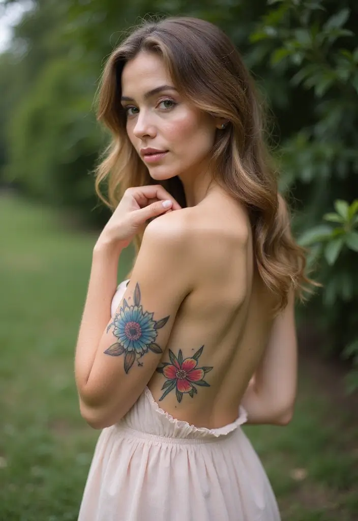 25 Sensual Lower Back Tattoos for Women: Classic & Timeless - 10. Ethereal Watercolor Flowers