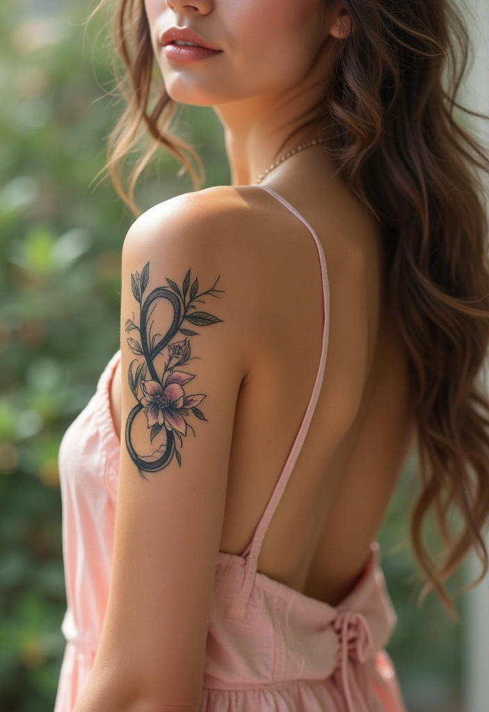 25 Sensual Lower Back Tattoos for Women: Classic & Timeless - 11. Floral Infinity Symbol