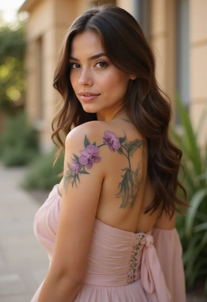 25 Sensual Lower Back Tattoos for Women: Classic & Timeless - 17. Graceful Orchid Tattoos