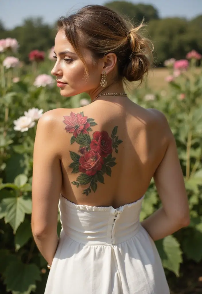 25 Sensual Lower Back Tattoos for Women: Classic & Timeless - 22. Flower-Infused Nature Scenes