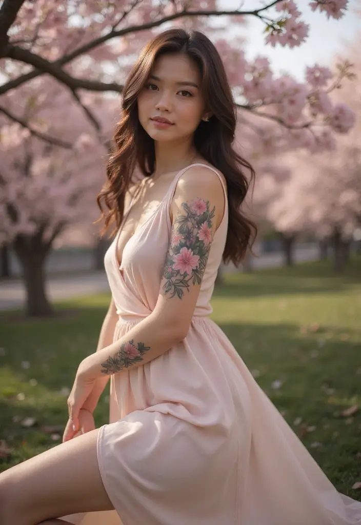 25 Stylish Calf Tattoos for Women: Creative & Eye-Catching - 1. Blossoming Cherry Blossom