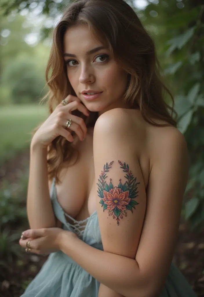 25 Stylish Calf Tattoos for Women: Creative & Eye-Catching - 24. Ethereal Flower Crown
