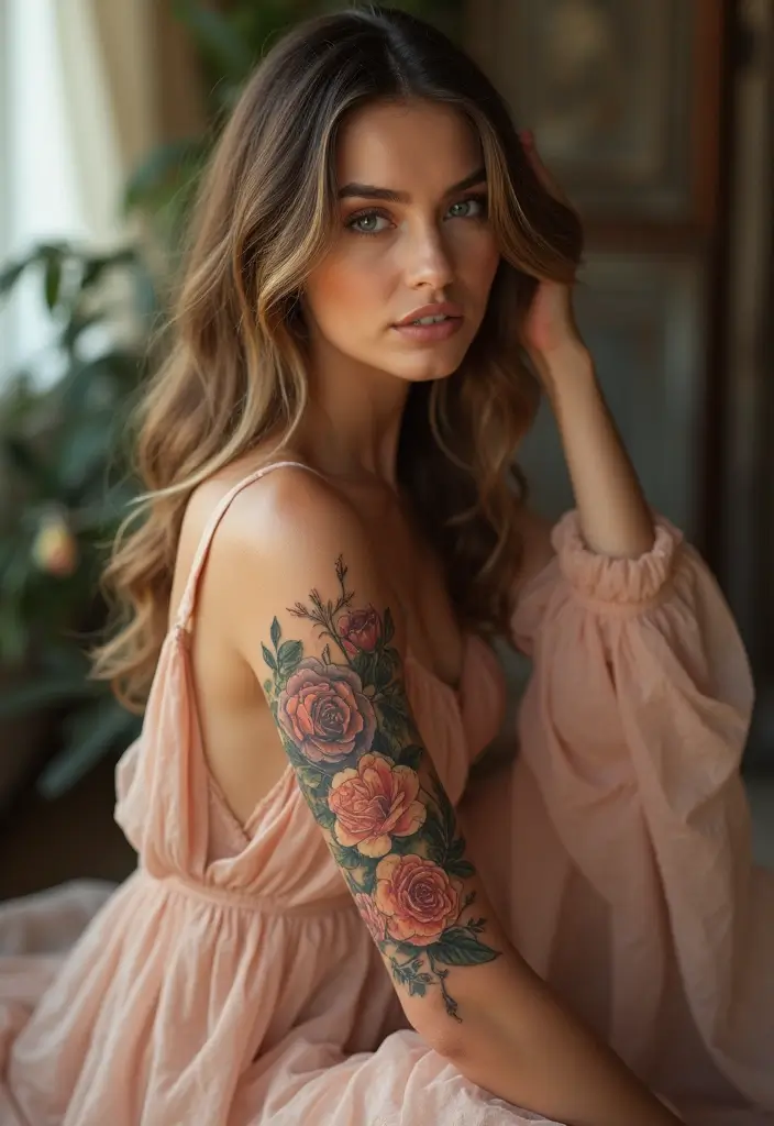 25 Stylish Calf Tattoos for Women: Creative & Eye-Catching - 3. Elegant Roses