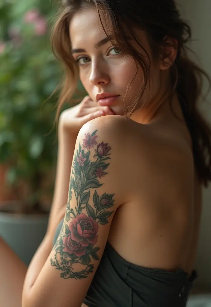 25 Stylish Calf Tattoos for Women: Creative & Eye-Catching - 9. Vintage Floral Patterns