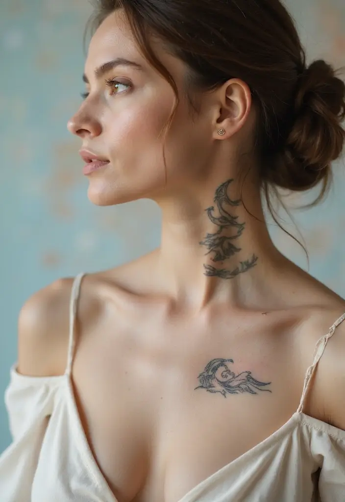 25 Subtle Neck Tattoos for Women: Minimalist & Elegant Ink - 18. Subtle Waves