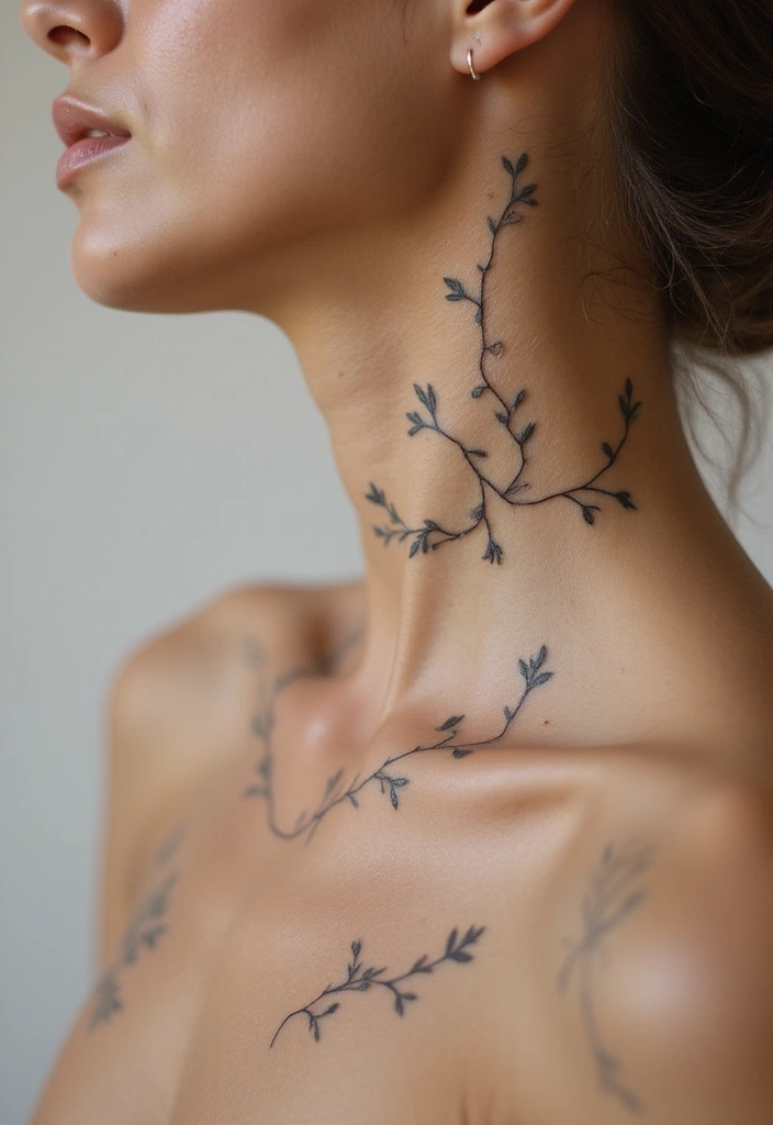 25 Subtle Neck Tattoos for Women: Minimalist & Elegant Ink - 2. Minimalist Vines