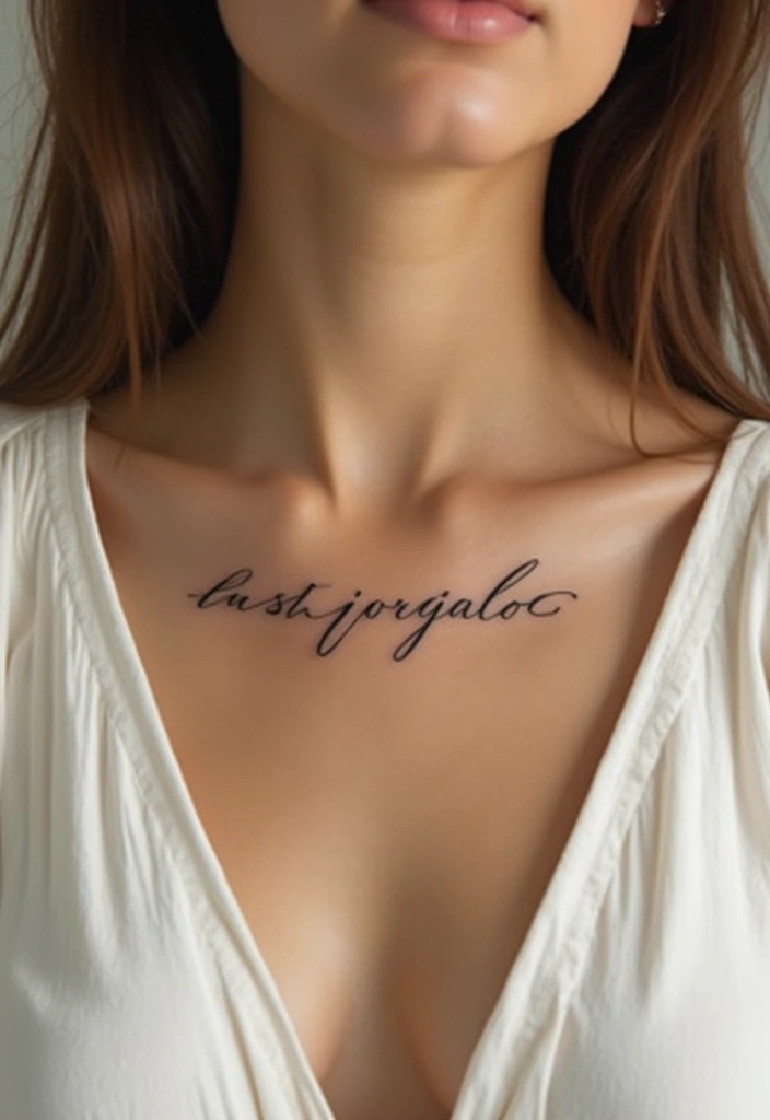 25 Subtle Neck Tattoos for Women: Minimalist & Elegant Ink - 21. Delicate Script Tattoos