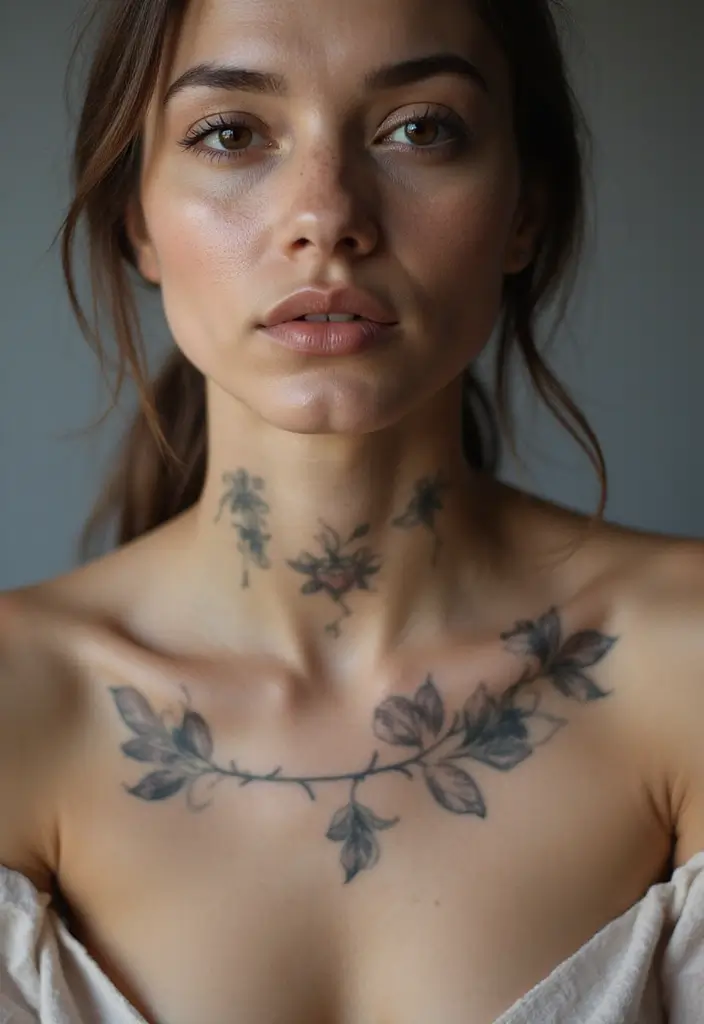 25 Subtle Neck Tattoos for Women: Minimalist & Elegant Ink - 6. Abstract Floral Designs