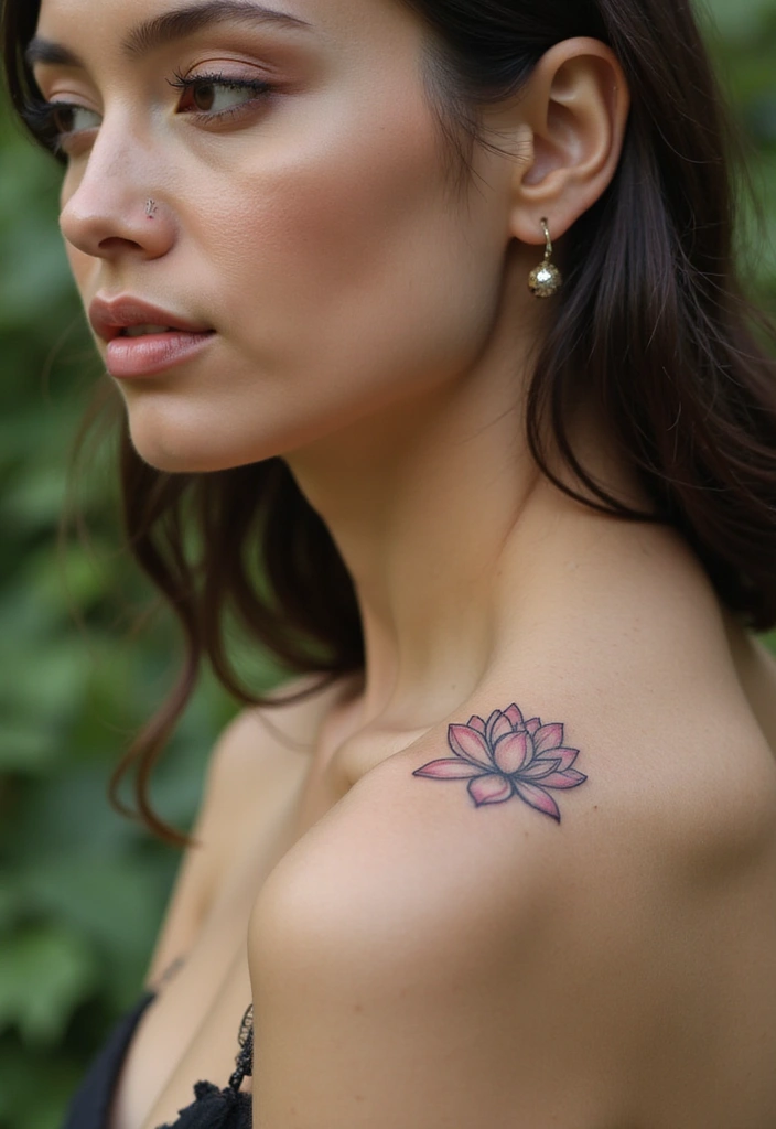 25 Subtle Side Neck Tattoos for Women: Understated Elegance - 14. Lotus Elegance