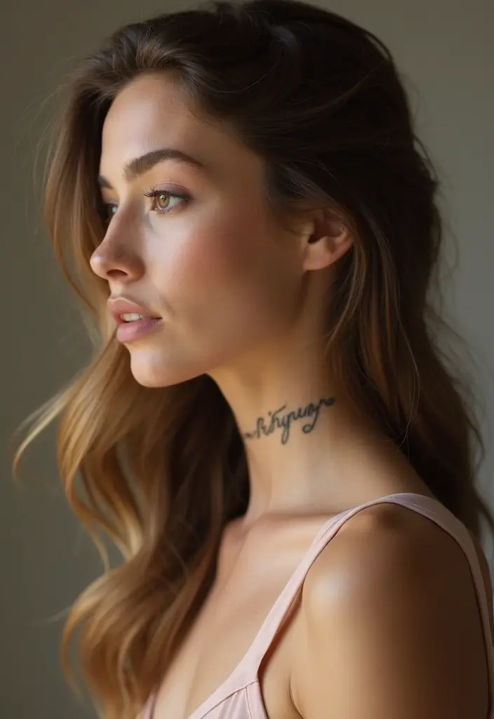 25 Subtle Side Neck Tattoos for Women: Understated Elegance - 21. Personal Initials