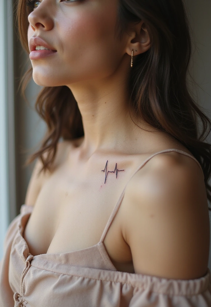 25 Subtle Side Neck Tattoos for Women: Understated Elegance - 24. Heartbeat Line