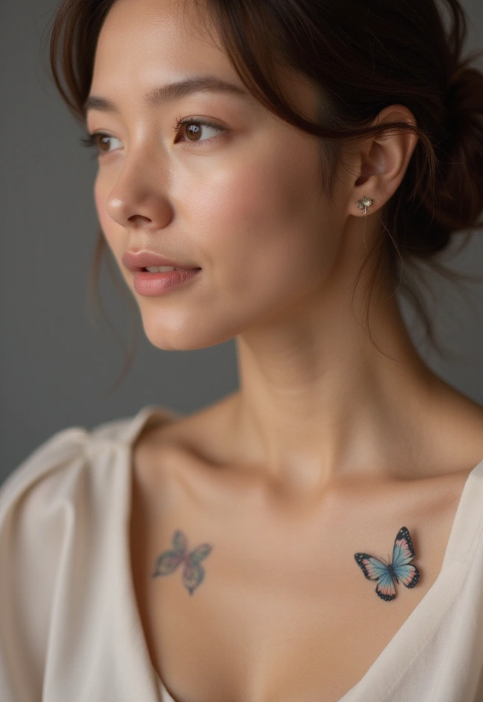 25 Subtle Side Neck Tattoos for Women: Understated Elegance - 5. Tiny Butterflies