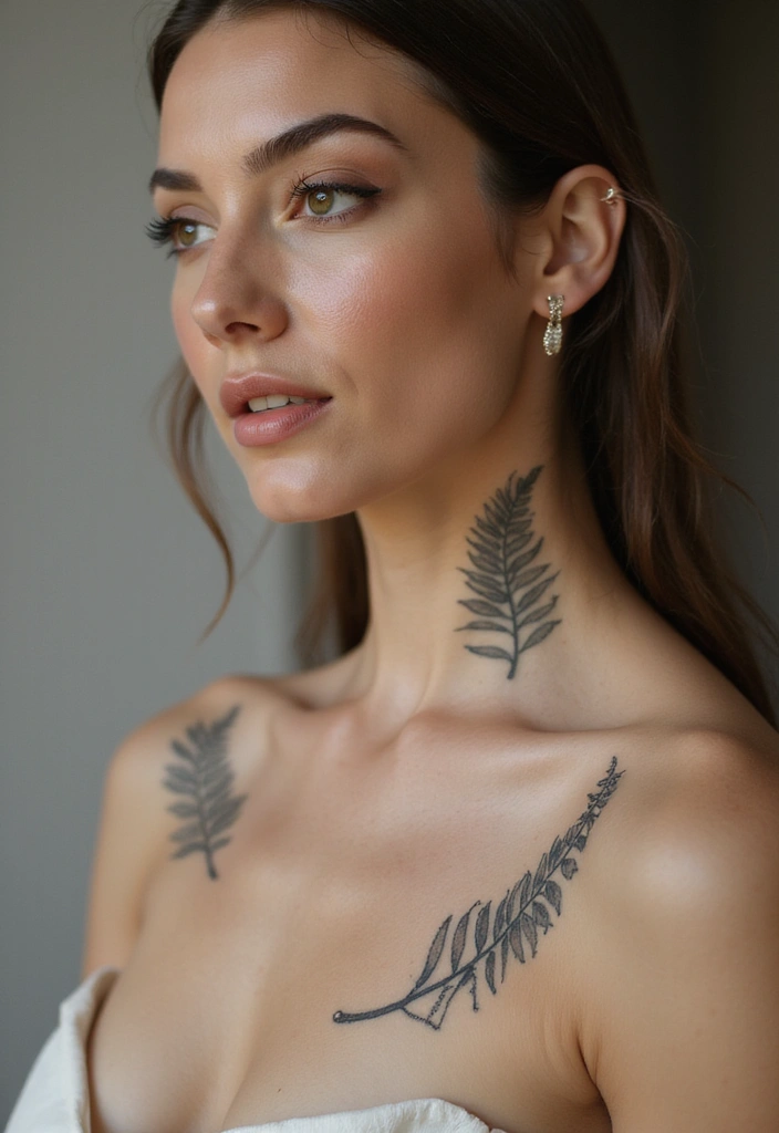 25 Subtle Side Neck Tattoos for Women: Understated Elegance - 9. Elegant Ferns