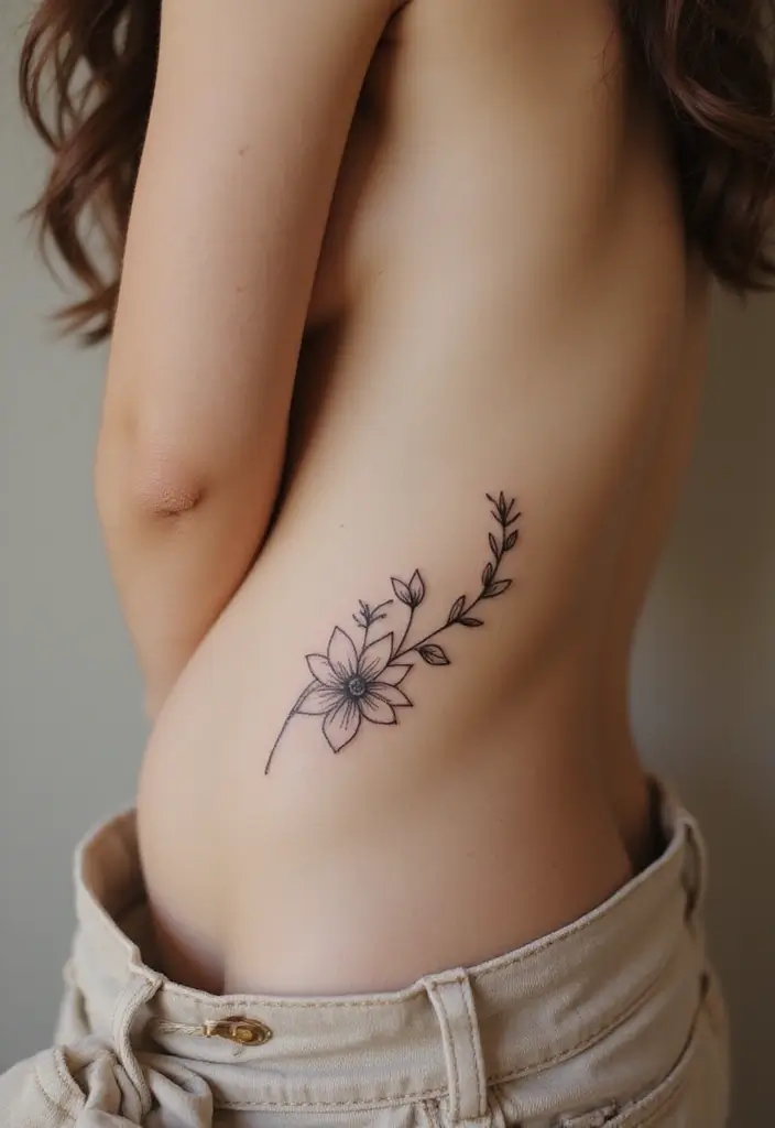 26 Beautiful Belly Tattoos for Women: Artistic & Feminine - 12. Artistic Linework Flowers