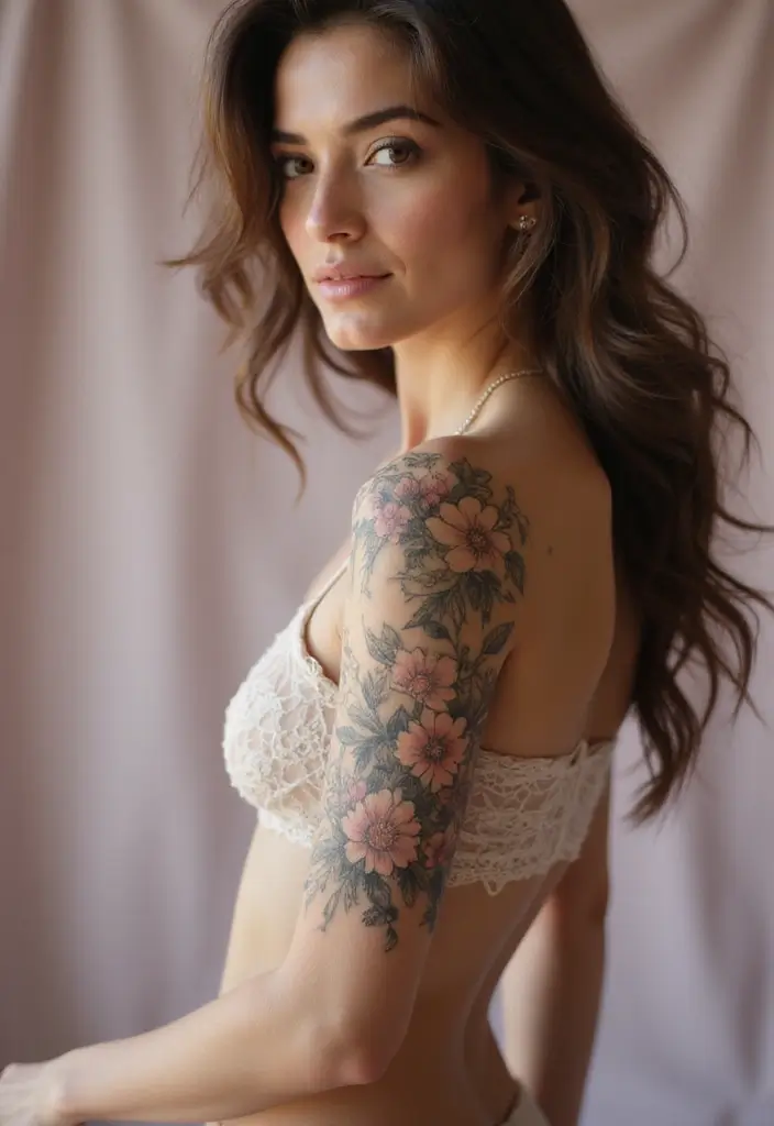 26 Beautiful Belly Tattoos for Women: Artistic & Feminine - 8. Artistic Floral Lace