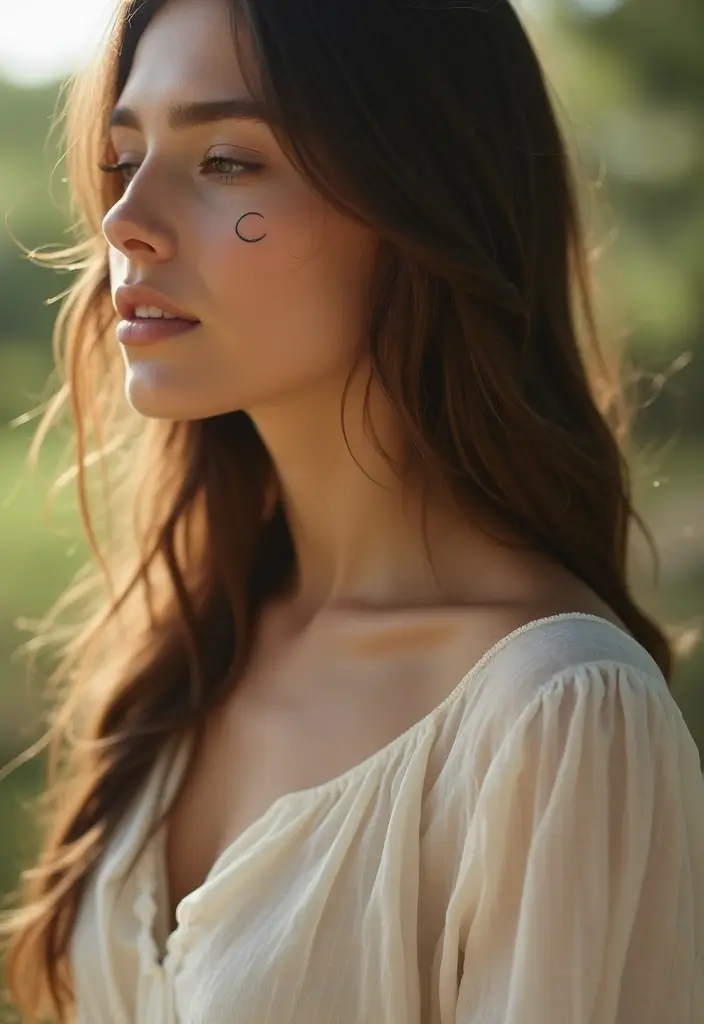 26 Daring Face Tattoos for Women: Edgy & Expressive Art - 10. Crescent Moon on the Cheek