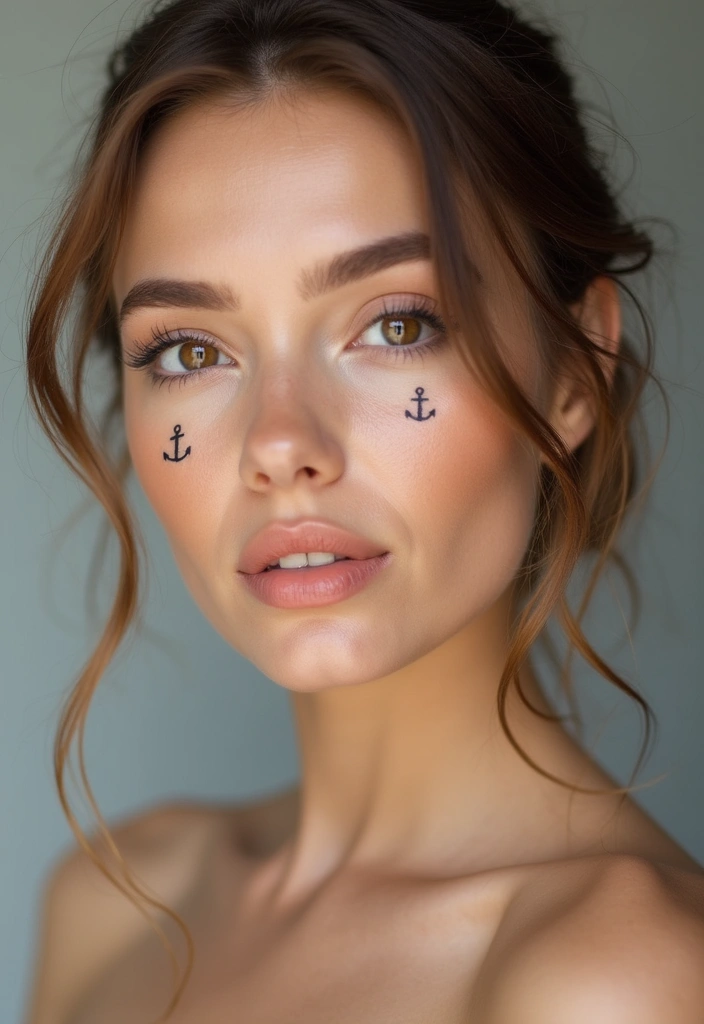 26 Daring Face Tattoos for Women: Edgy & Expressive Art - 16. Small Anchors
