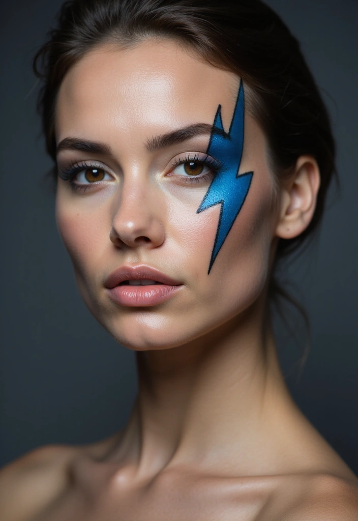 26 Daring Face Tattoos for Women: Edgy & Expressive Art - 19. Lightning Bolts