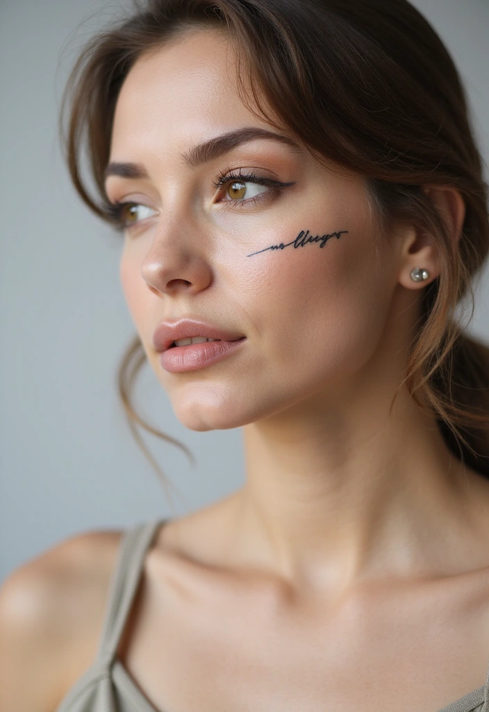 26 Daring Face Tattoos for Women: Edgy & Expressive Art - 2. Minimalist Line Art