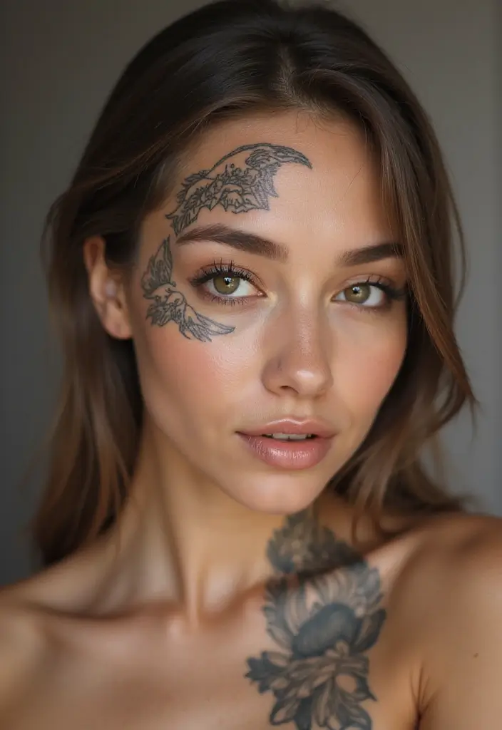 26 Daring Face Tattoos for Women: Edgy & Expressive Art - 25. Waves on the Brow