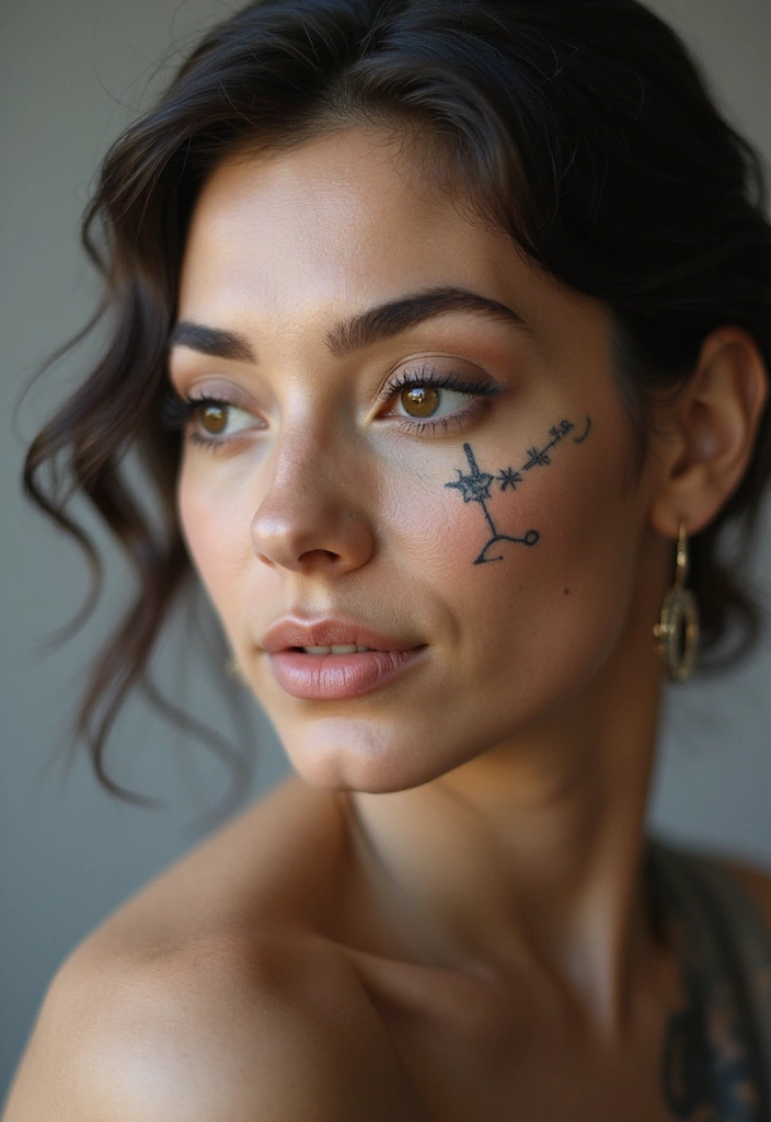 26 Daring Face Tattoos for Women: Edgy & Expressive Art - 26. Personal Journey Symbols