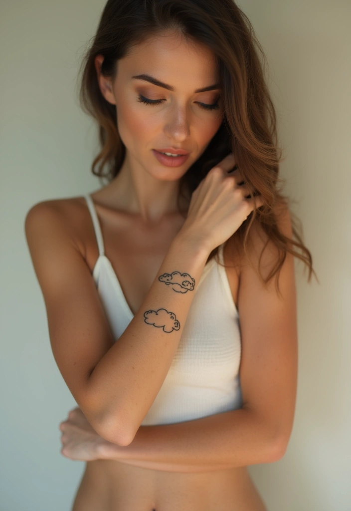 26 Delicate Inner Arm Tattoos for Women: Soft & Personal - 10. Whimsical Clouds