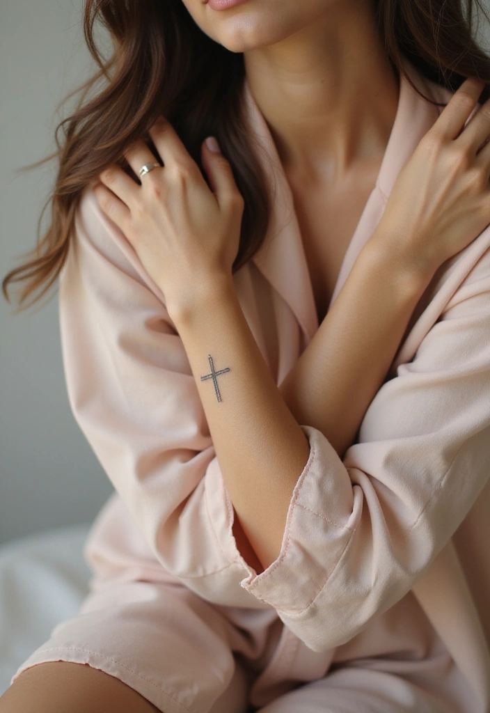 26 Delicate Inner Arm Tattoos for Women: Soft & Personal - 11. Dainty Crosses