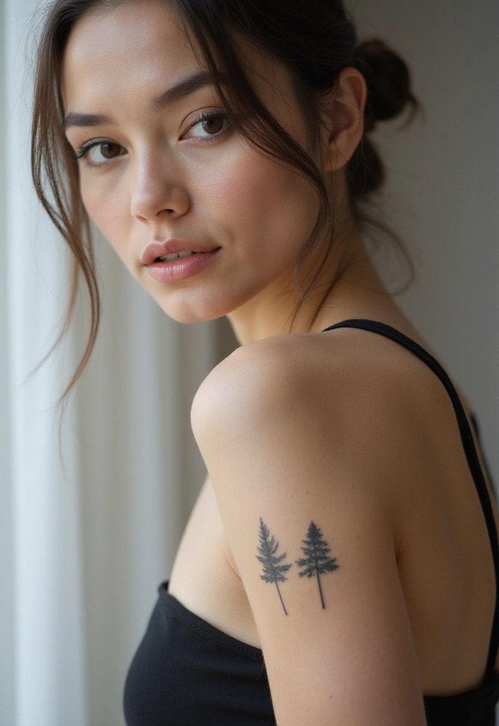 26 Delicate Inner Arm Tattoos for Women: Soft & Personal - 17. Minimalist Trees