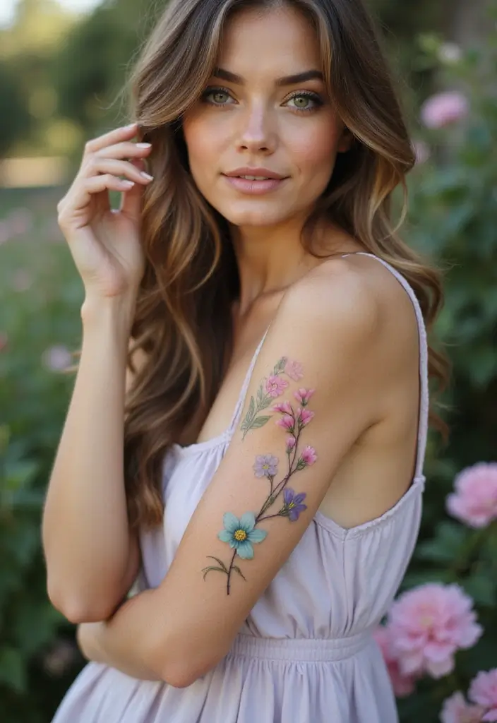 26 Delicate Inner Arm Tattoos for Women: Soft & Personal - 2. Delicate Floral Sprigs