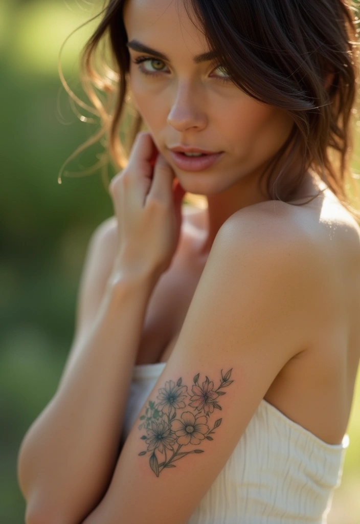 26 Delicate Inner Arm Tattoos for Women: Soft & Personal - 9. Minimal Flowers