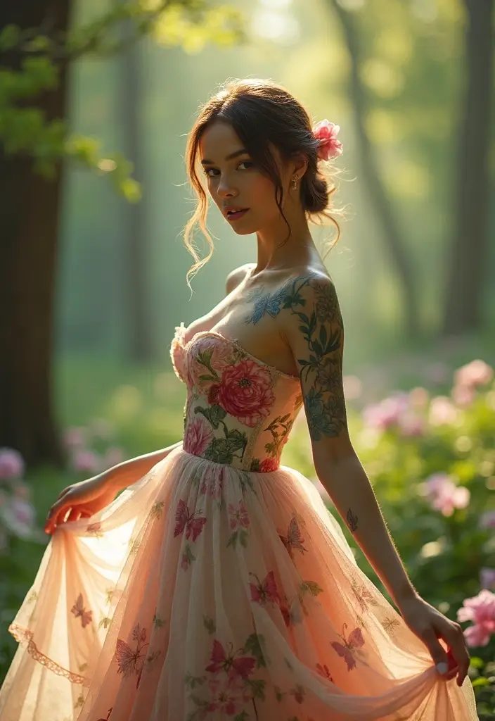 26 Full Sleeve Tattoos for Women: Complete Arm Masterpieces - 10. Enchanted Floral Scene