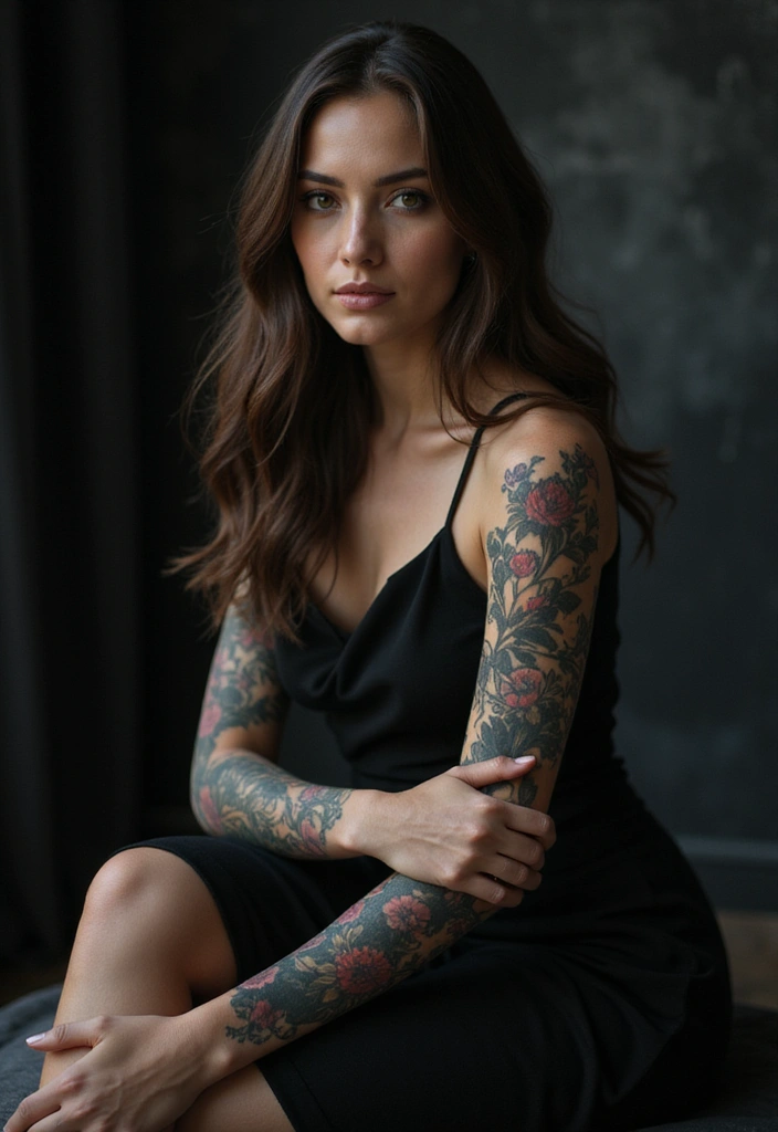 26 Half Sleeve Tattoos for Women: Perfect Balance of Art - 15. Gothic Floral Motifs